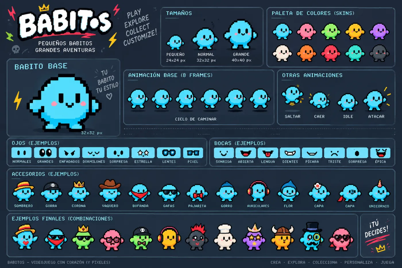 Lámina del creador de Babitos con capas y combinaciones