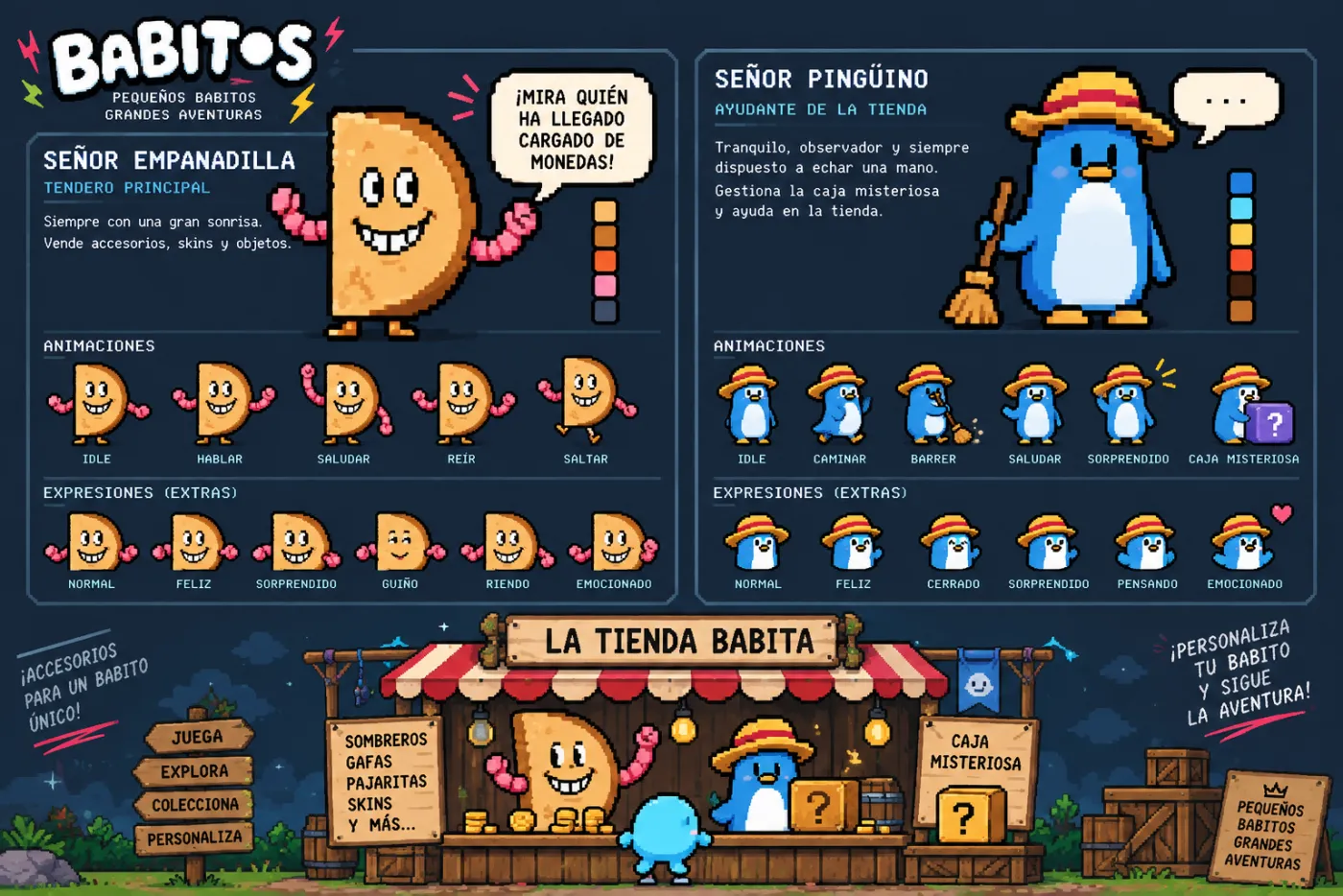 Lámina de la tienda del Señor Empanadilla y el Señor Pingüino